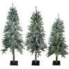 Set of 3 Slim Flocked Alpine Artificial Christmas Trees 6' - Unlit