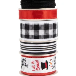 Set of 5 Snowman Matching Themed Wired Craft Christmas Ribbons 1.5