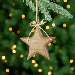 Set of 2 Tree and Star Wooden Christmas Ornaments 5