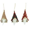 Set of 3 Wooden Gnomes Christmas Ornaments 4"