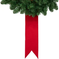 Set of 3 Wreaths on Red Ribbon Hanging Christmas Decoration, 6.5'