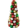 Shatterproof Ball Christmas Cone Tree with Tinsel - 15.75" - Multicolor