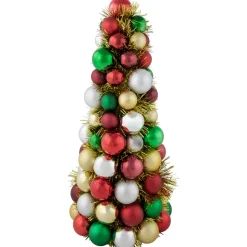 Shatterproof Ball Christmas Cone Tree with Tinsel - 15.75" - Multicolor