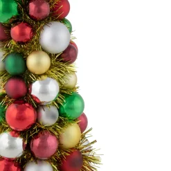 Shatterproof Ball Christmas Cone Tree with Tinsel - 15.75