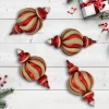 Shatterproof Commercial Size Finial Christmas Ornaments - 10" - Red and Gold - Set of 4