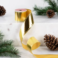 Shimmering Gold Metallic Wired Craft Christmas Ribbon 2.5" x 10 Yards