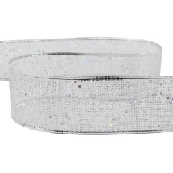 Shimmering Silver Wired Craft Christmas Ribbon 2.5