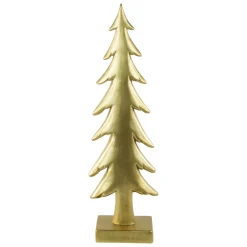 Shiny Christmas Tree on Square Base Decoration - 16" - Gold