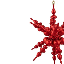 Shiny 3D Sunburst Snowflake Commercial Christmas Ornament - 24