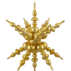 Shiny 3D Sunburst Snowflake Commercial Christmas Ornament - 24" - Gold