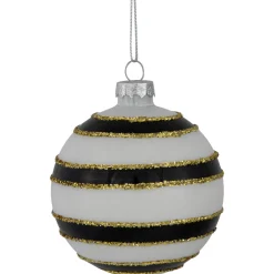 Shiny Finish Striped Christmas Glass Ball Ornaments - 3