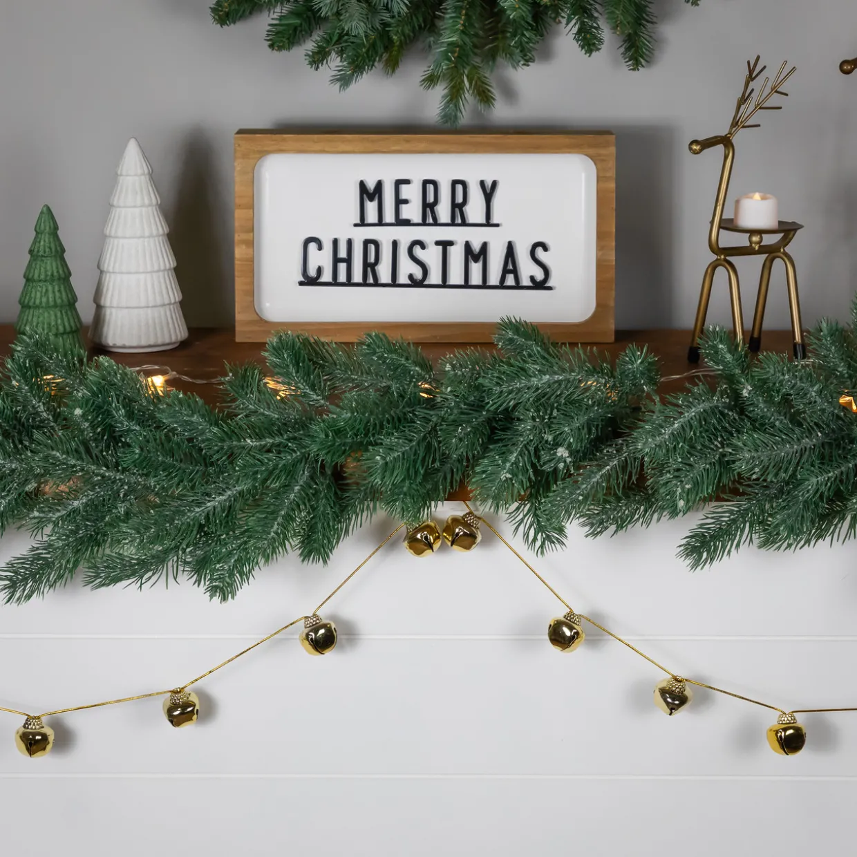 Shiny Metal Christmas Jingle Bells Garland - 7.5' - Gold