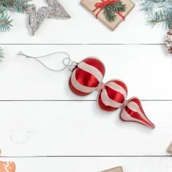 Shiny Red and Frosted Striped Candy Cane Finial Glass Christmas Ornament - 5.5"