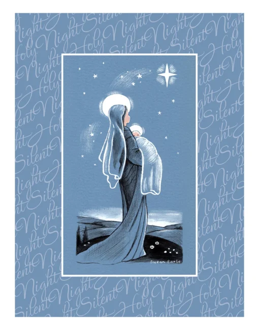 Silent Night Religious Holiday Wall Decor Art Print