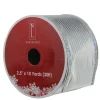 Silver Horizontal Striped Wired Christmas Craft Ribbon 2.5" x 10 Yards