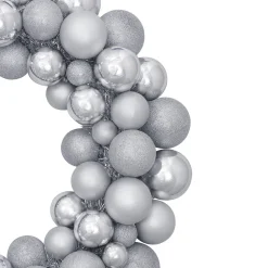 Silver Splendor 3-Finish Shatterproof Ball Christmas Wreath 24
