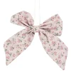 Single Loop Floral Christmas Bow Decoration - 5.5" - Pink