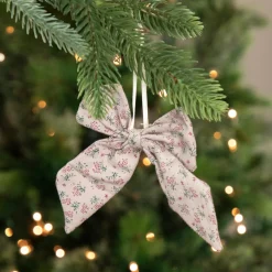 Single Loop Floral Christmas Bow Decoration - 5.5" - Pink