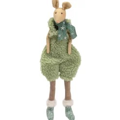 Sitting Boy Mouse in Overalls with Dangling Legs Christmas Figure - 18"