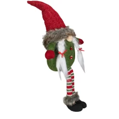 Sitting Female Gnome with Pigtails and Dangling Legs Christmas Figurine - 25