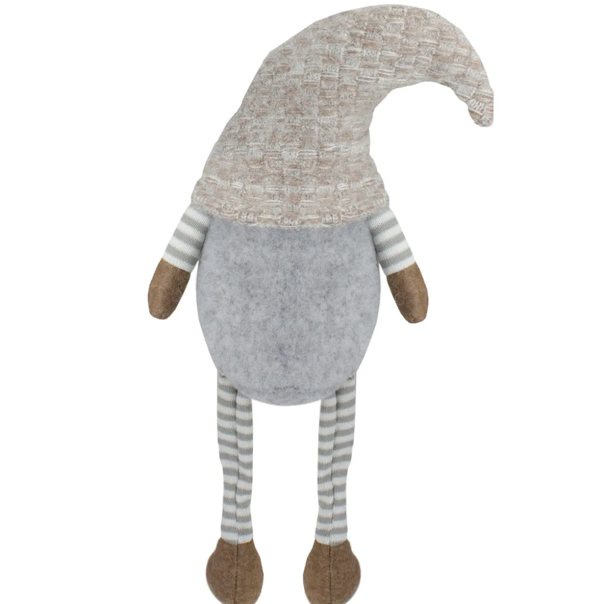 Sitting Girl with Braids Christmas Gnome Figure - 7.5" - Gray and Beige