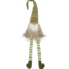 Sitting Gnome with Knitted Hat and Dangling Legs Christmas Figure - 29" - Green