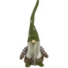 Sitting Gnome with Pointy Snowflake Hat Christmas Figure - 12" - Green and Brown