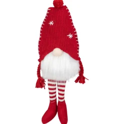 Sitting Plush Christmas Gnome Decoration - 18" - Red and White