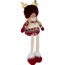 Sitting Plush Girl with Dangling Legs Christmas Figure - 16
