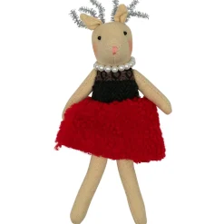 Sitting Reindeer Girl in Dress Christmas Figure - 5.5"