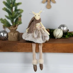 Sitting Reindeer Girl with Dangling Legs Christmas Figure - 18
