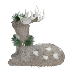 Sitting Sisal Reindeer with Wreath Christmas Figure - 14