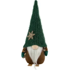 Skiing Gnome with Snowflake Knitted Hat Christmas Decoration - 12.5"