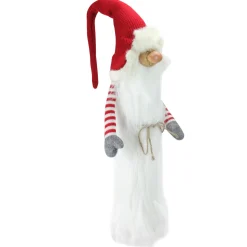 Slim Santa Christmas Gnome with White Fur Suit and Red Hat - 35" - Red and White