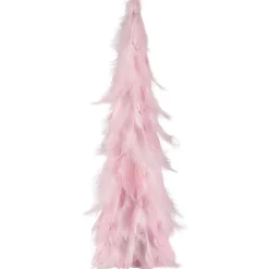 Small Layered Feather Cone Tree Glittered Christmas Decoration - 16" - Pink