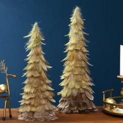 Small Layered Feathers Cone Tree Christmas Tabletop Decoration - 15.75