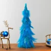 Small Two-Tone Layered Feathers Cone Tree Christmas Decoration - 16" - Turquoise
