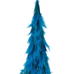 Small Two-Tone Layered Feathers Cone Tree Christmas Decoration - 16" - Turquoise
