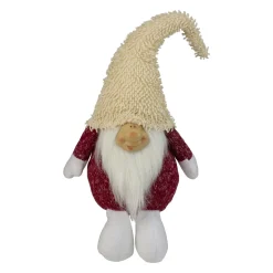 Smiling Chubby Plush Gnome with Textured Hat Christmas Figure - 15"