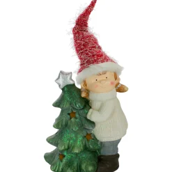 Smiling Girl Hugging a Star Tree Christmas Figure - 30"