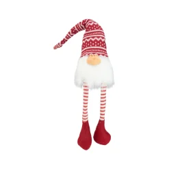 Smiling Gnome with Dangling Legs Christmas Figure - 29" - Red and White