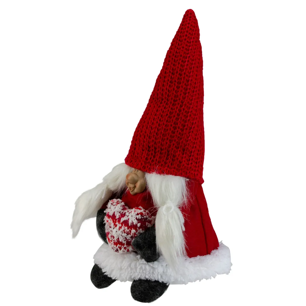Smiling Woman Gnome with Heart Christmas Figure - 13.5"