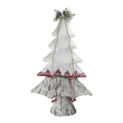 Snow Cap and Sweater Christmas Tree with Pine Decoration - 22" - White and Red