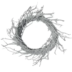Snow Flocked and Iridescent Glitter Twig Artificial Christmas Wreath - 24-Inch, Unlit