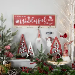 Snowflakes "It's The Most Wonderful Time of The Year" Christmas Wall Hooks - 19.5"