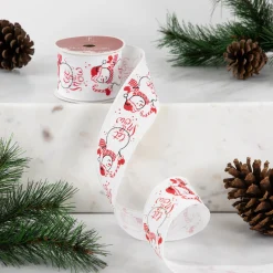 Snowman "Let It Snow" Wired Craft Christmas Ribbon 2.5" x 10 Yards