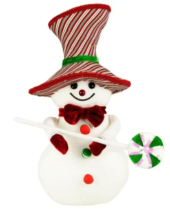Snowman with Sequin Lollipop and Striped Hat Christmas Decoration - 15"
