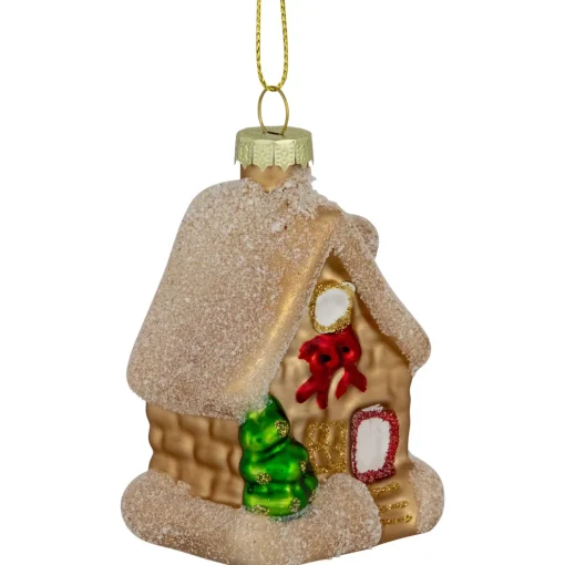 Snowy Country Cabin Glass Christmas Hanging Ornament - 3.25"