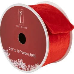 Solid Red Wired Craft Christmas Ribbon 2.5" x 10 Yards