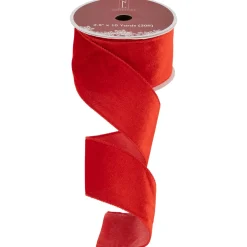 Solid Red Wired Craft Christmas Ribbon 2.5